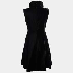 Celine Vintage Black Velvet & Silk Sleeveless Midi Dress L