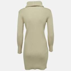 Pre Owned Celine Beige Knit Turtle Neck Mini Dress S