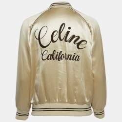 Celine Cream Satin Embroidered Bomber Jacket S