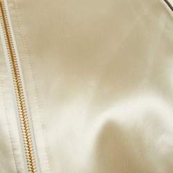 Celine Cream Satin Embroidered Bomber Jacket S