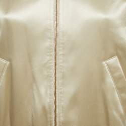 Celine Cream Satin Embroidered Bomber Jacket S