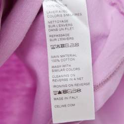 Celine Purple Logo Print Cotton Crop T-Shirt M