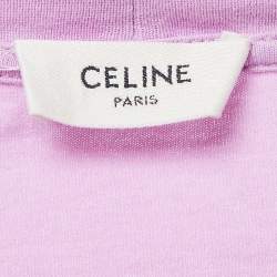 Celine Purple Logo Print Cotton Crop T-Shirt M