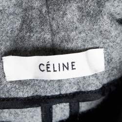 Pre Owned Celine Grey Merino Wool Zip Detail Turtleneck Sweater S