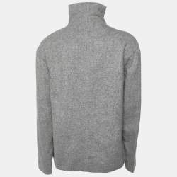 Pre Owned Celine Grey Merino Wool Zip Detail Turtleneck Sweater S