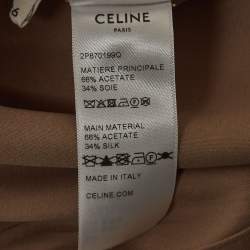Pre Owned Celine Beige Logo Applique Satin Athletic Pants S
