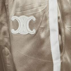 Pre Owned Celine Beige Logo Applique Satin Athletic Pants S