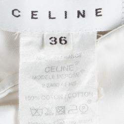 Celine Off White Cotton High Waist Belted Skirt S