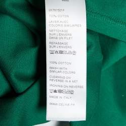 Celine Green Logo Print Cotton Cropped T-Shirt M