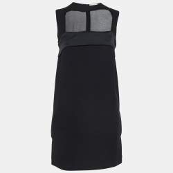 Pre Owned Celine Black Silk and Crepe Sleeveless Mini Dress S
