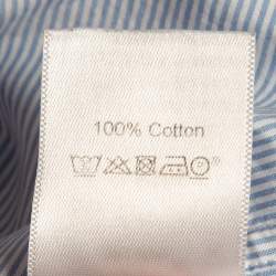 Celine Blue Pinstripe Patterned Cotton Buttoned Up Shirt L