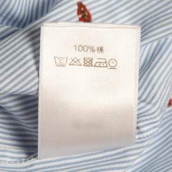 Celine Blue Pinstripe Patterned Cotton Buttoned Up Shirt L