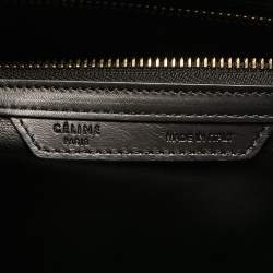 Pre Owned Celine Black/Fuchsia Knit Fabric and Leather Mini Luggage Tote