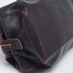 Celine Black Leather Zip Boston Bag