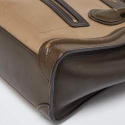 Pre Owned Céline Green/Beige Leather Nano Luggage Tote