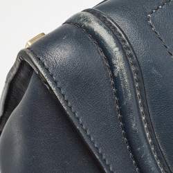 Pre Owned Celine Navy Blue Leather Micro Luggage Tote