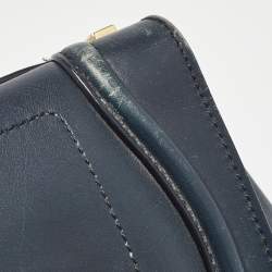 Pre Owned Celine Navy Blue Leather Micro Luggage Tote
