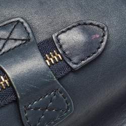 Pre Owned Celine Navy Blue Leather Micro Luggage Tote