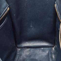 Pre Owned Celine Navy Blue Leather Micro Luggage Tote