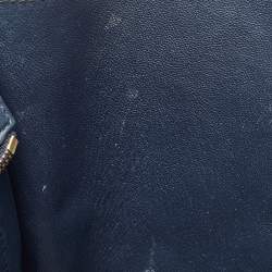 Pre Owned Celine Navy Blue Leather Micro Luggage Tote