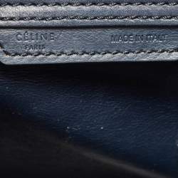 Pre Owned Celine Navy Blue Leather Micro Luggage Tote