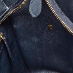 Pre Owned Celine Navy Blue Leather Micro Luggage Tote