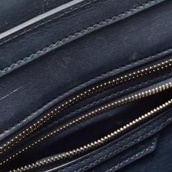 Pre Owned Celine Navy Blue Leather Micro Luggage Tote