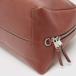 Celine Brown Leather Medium Bowling Bag 