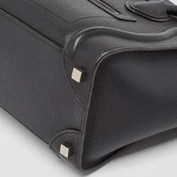 Pre Owned Celine Black Leather Micro Luggage Tote