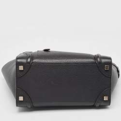 Pre Owned Celine Black Leather Micro Luggage Tote