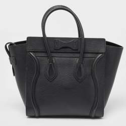 Pre Owned Celine Black Leather Micro Luggage Tote