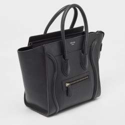 Pre Owned Celine Black Leather Micro Luggage Tote