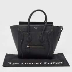 Pre Owned Celine Black Leather Micro Luggage Tote