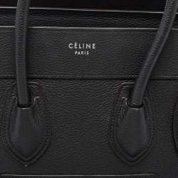 Pre Owned Celine Black Leather Micro Luggage Tote