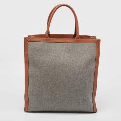 Pre Owned Celine Brown/Grey Wool Large Vertical Cabas Tote