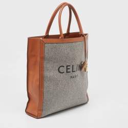 Pre Owned Celine Brown/Grey Wool Large Vertical Cabas Tote
