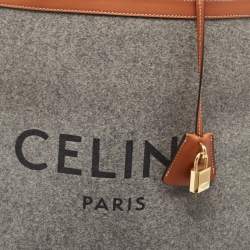 Pre Owned Celine Brown/Grey Wool Large Vertical Cabas Tote