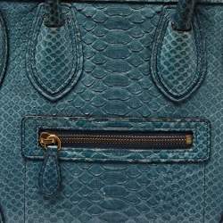 Pre Owned Celine Blue Python Micro Luggage Tote