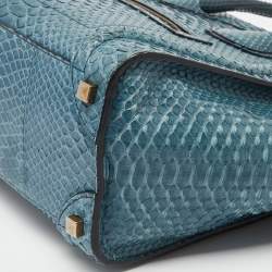 Pre Owned Celine Blue Python Micro Luggage Tote