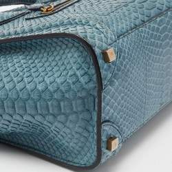 Pre Owned Celine Blue Python Micro Luggage Tote