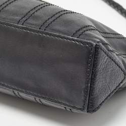Pre Owned Celine Black Leather Carriage Plate Pochette Bag