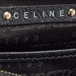 Pre Owned Celine Black Leather Carriage Plate Pochette Bag