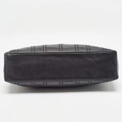 Pre Owned Celine Black Leather Carriage Plate Pochette Bag