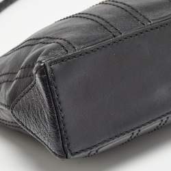 Pre Owned Celine Black Leather Carriage Plate Pochette Bag