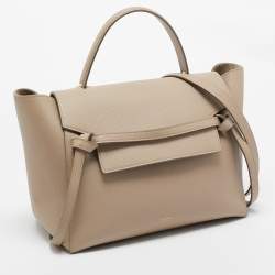 Pre Owned Celine Beige Leather Mini Belt Top Handle Bag