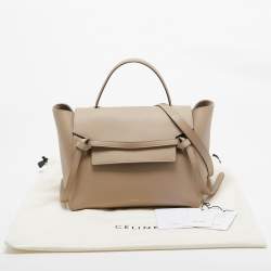 Pre Owned Celine Beige Leather Mini Belt Top Handle Bag