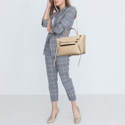 Pre Owned Celine Beige Leather Mini Belt Top Handle Bag