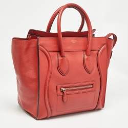 Celine Red Leather Mini Luggage Tote