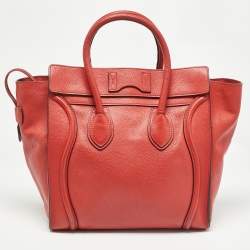 Celine Red Leather Mini Luggage Tote