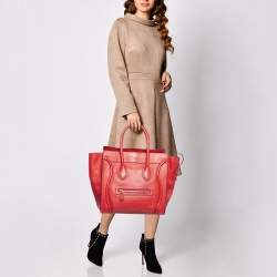 Celine Red Leather Mini Luggage Tote